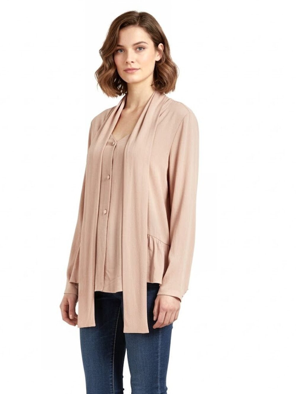 Lanvin Silk-Blend V-Necked Blouse, Blush Pink, Womens Size 44 EU / 12 US